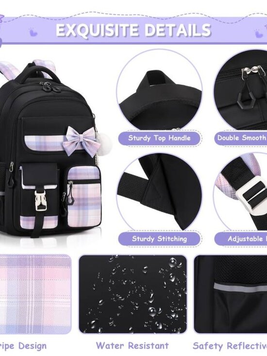 3-Piece Student Schoolbag Set with Multiple Pockets, Lunchbox & Pen Case main image 4